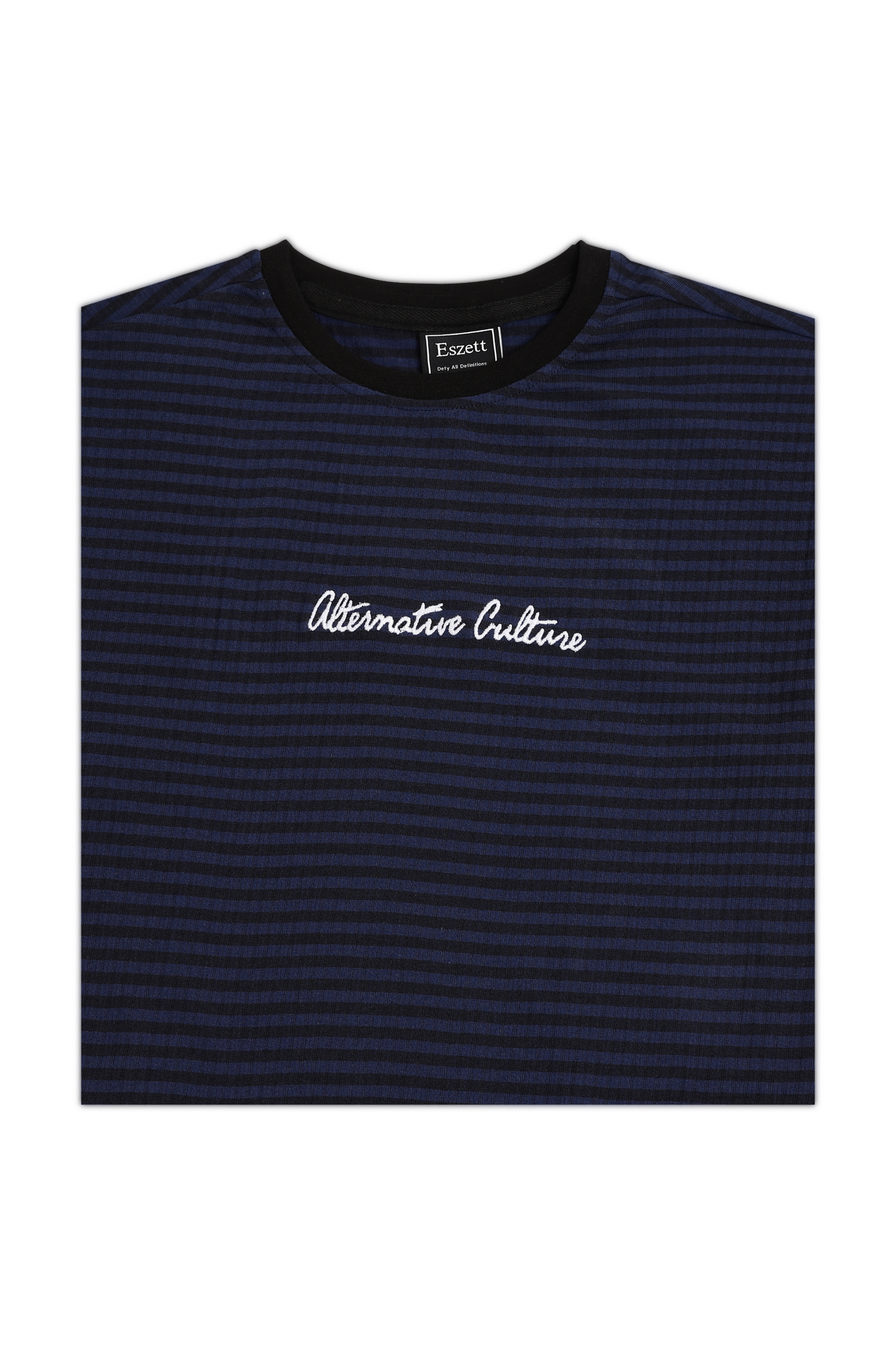Navy Alternative Culture Embroidery Jaquard Tshirt