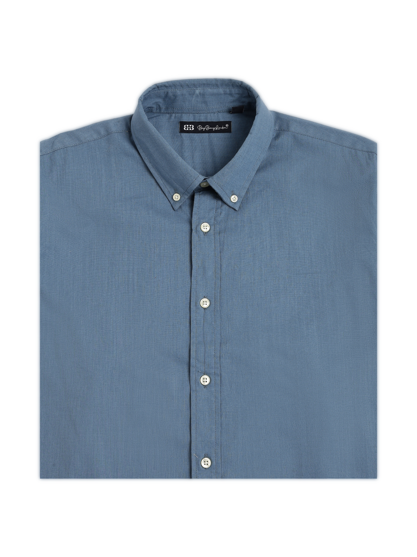 Solid Blue Long Sleeve Oxford Shirt