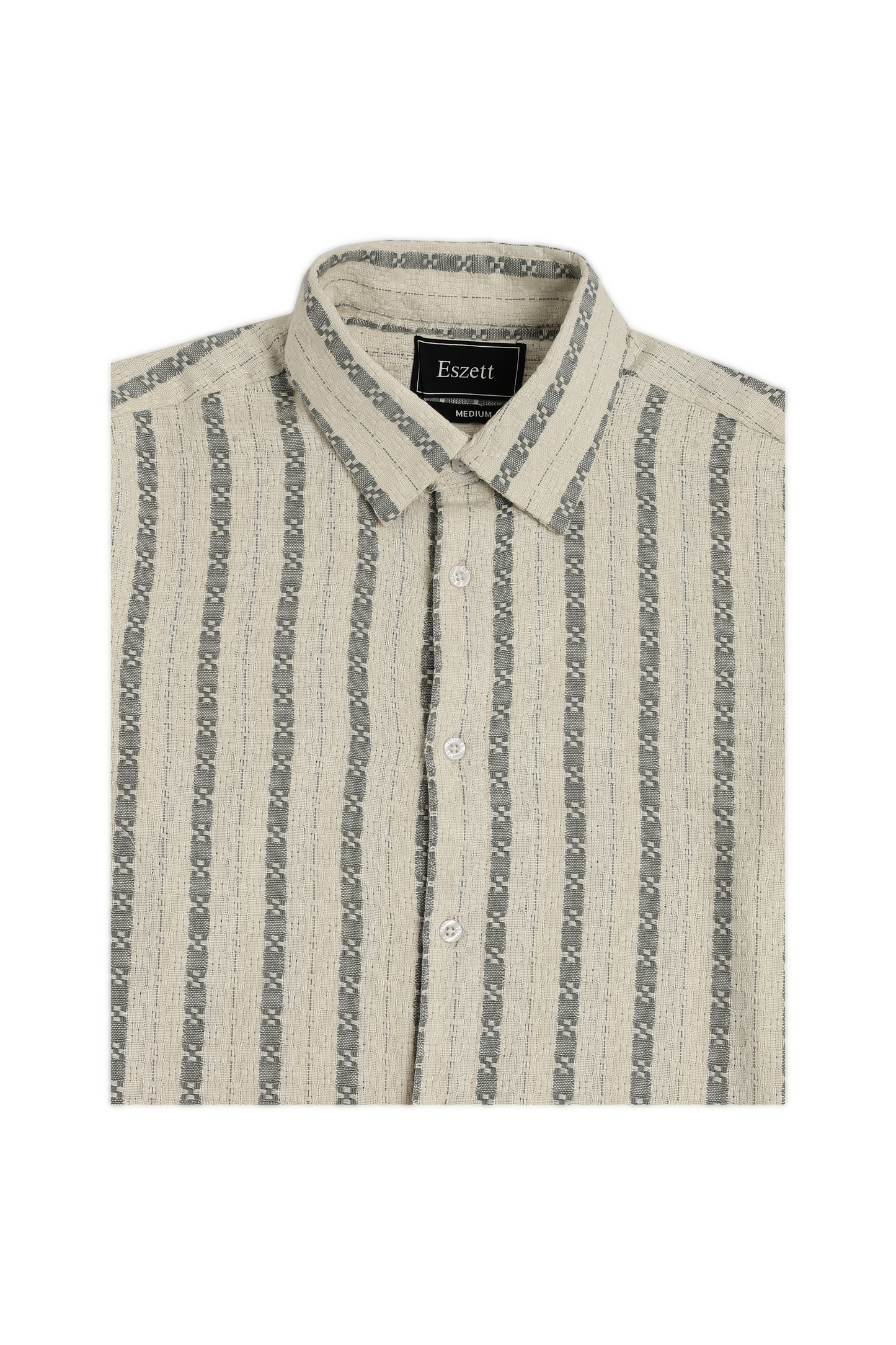 Grey Striped Jaquard Long Sleeve Shirt
