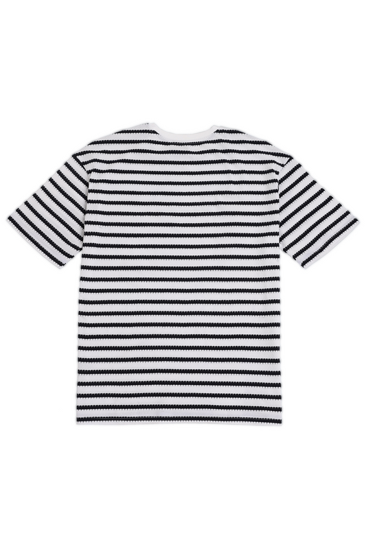 Striped Unbothered Always Embroidery Jaquard Tshirt