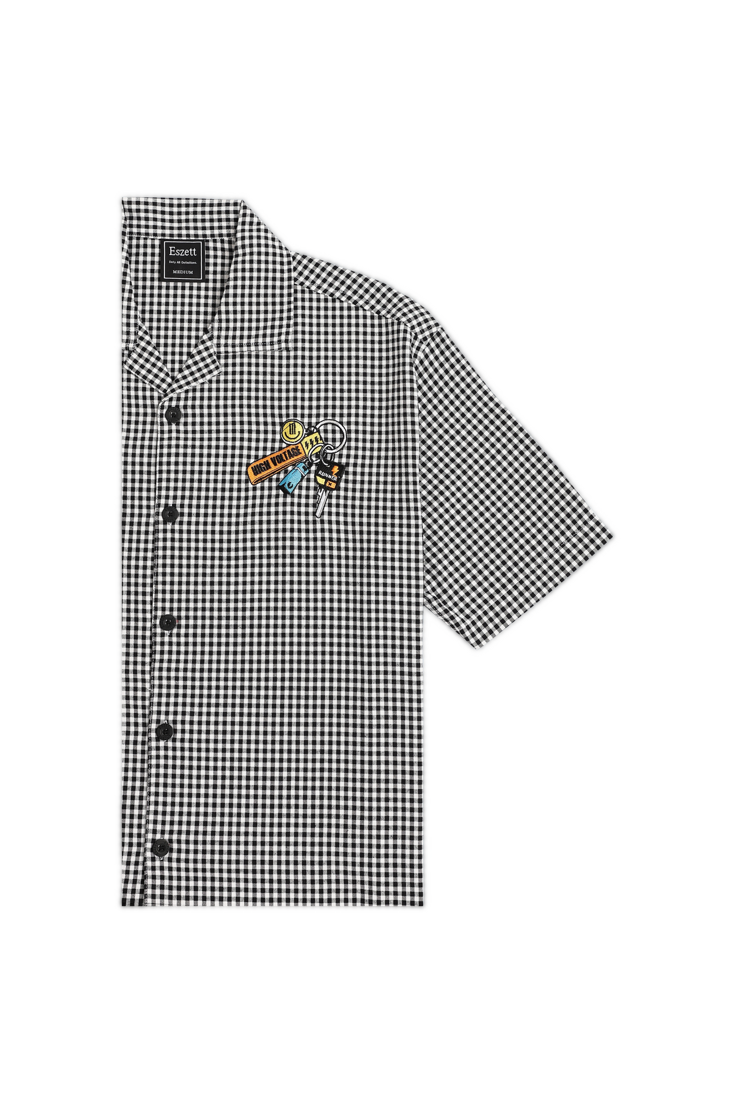 White Checks Key Chain Embroidery Oversized Shirt