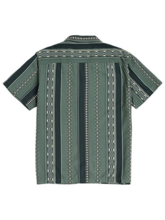 Green Ethnic Vertical Stripe Shirt