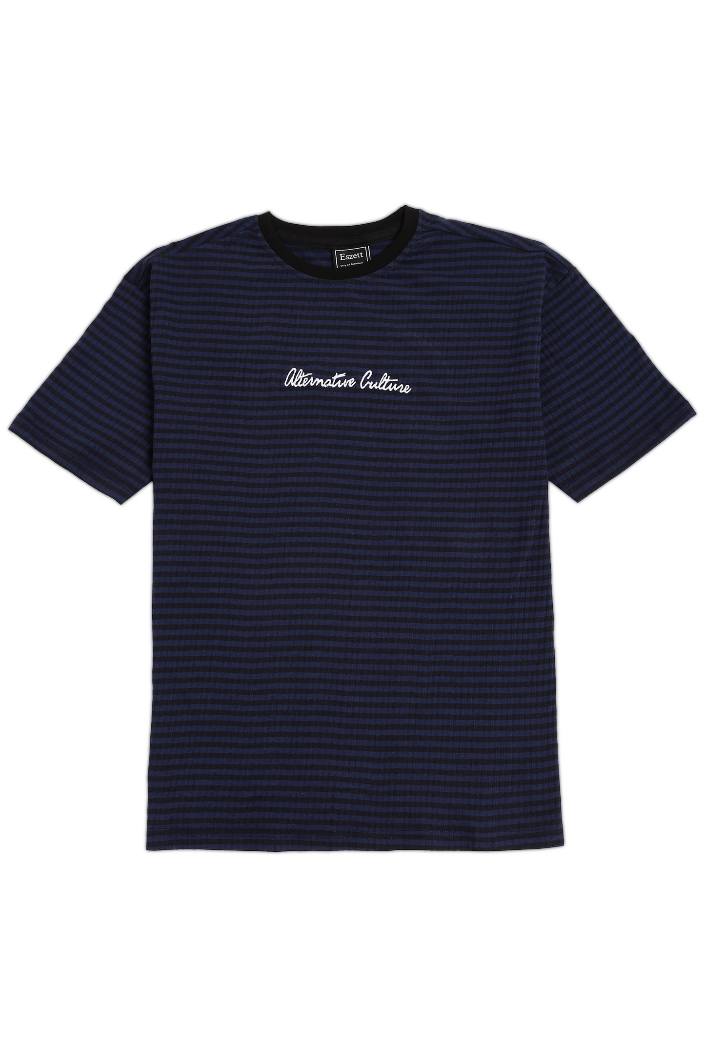 Navy Alternative Culture Embroidery Jaquard Tshirt