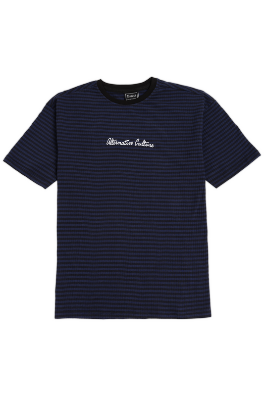 Navy Alternative Culture Embroidery Jaquard Tshirt