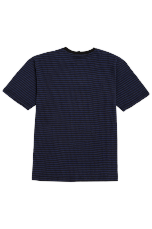 Navy Alternative Culture Embroidery Jaquard Tshirt
