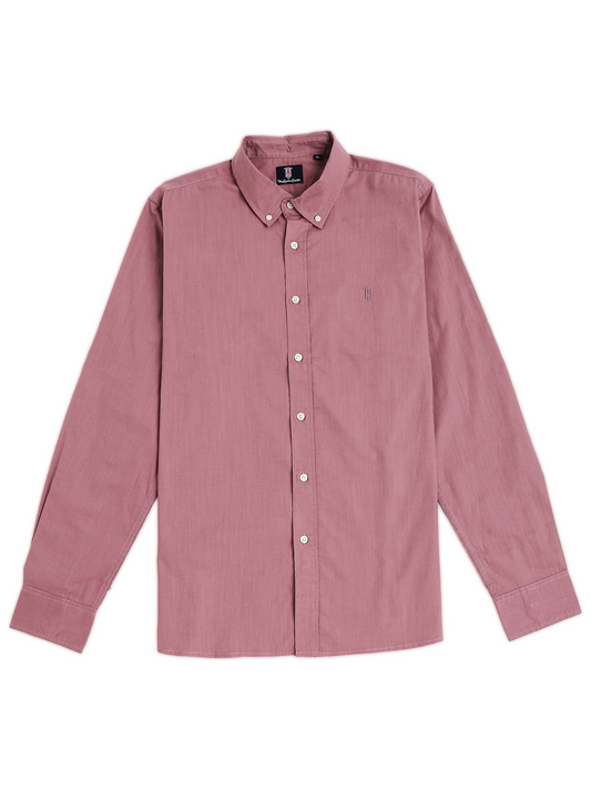 Solid Pink Long Sleeve Oxford Shirt