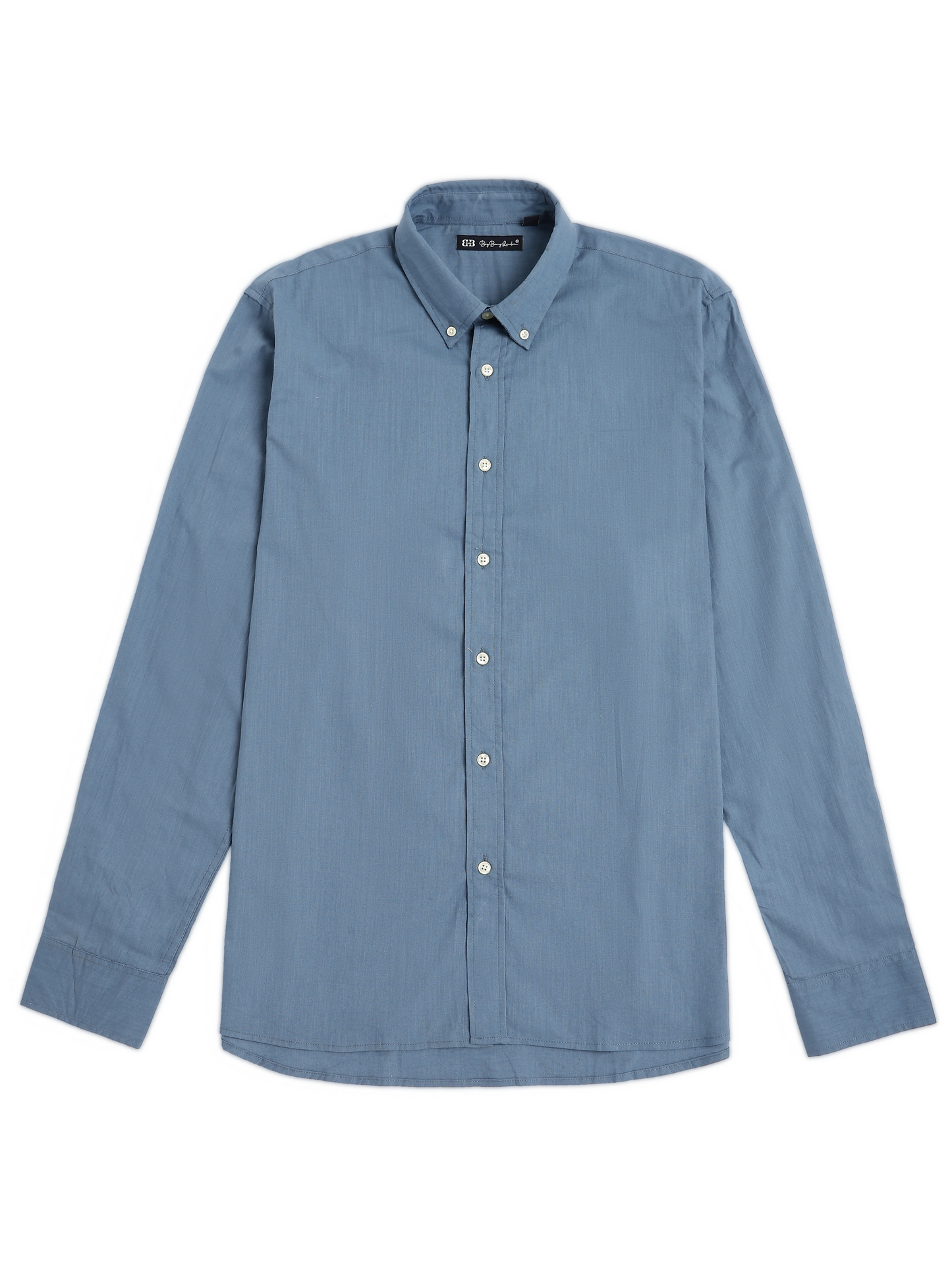 Solid Blue Long Sleeve Oxford Shirt