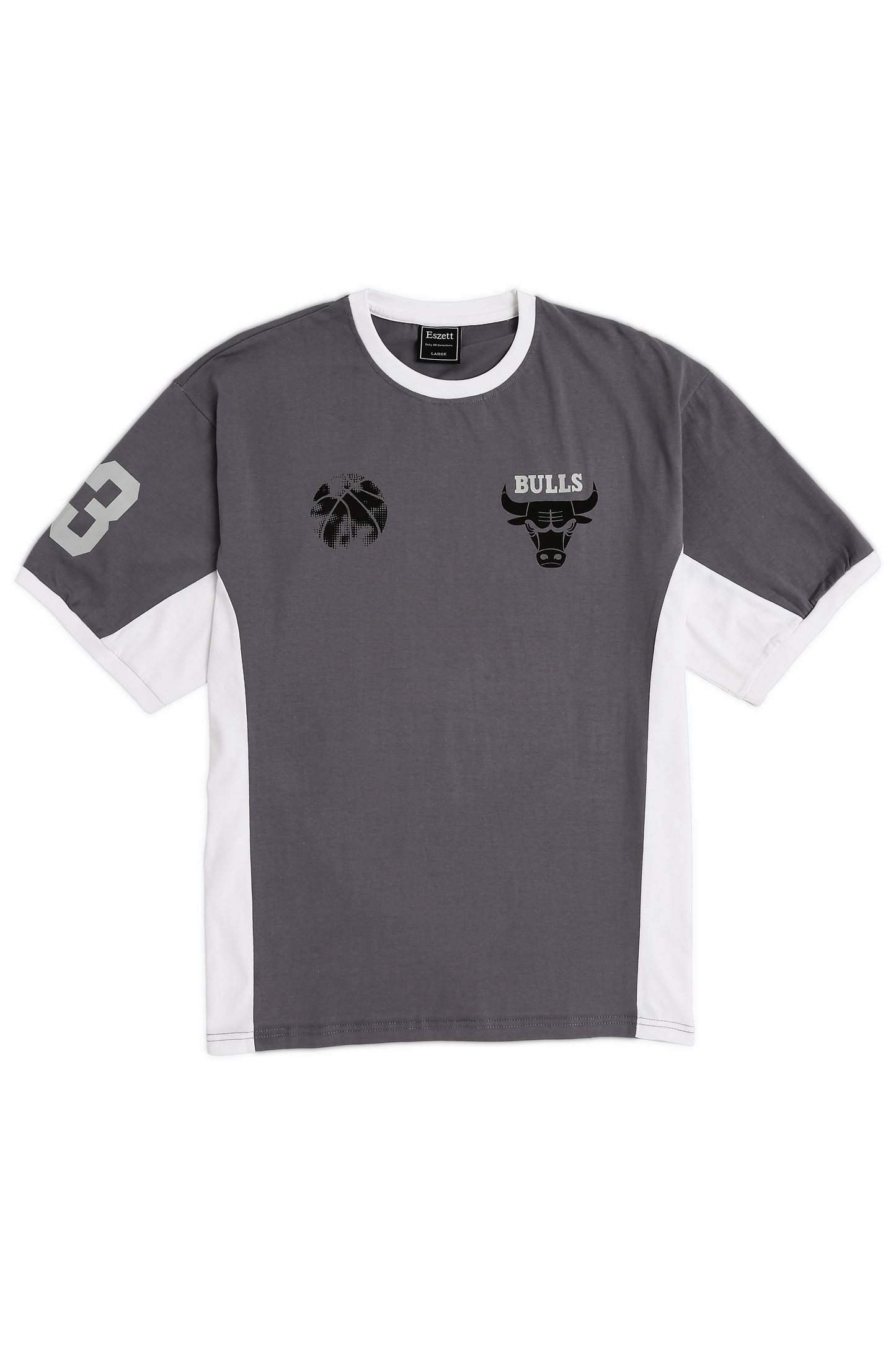 Grey Chicago Bulls Cut & Sew Oversized Tshirt