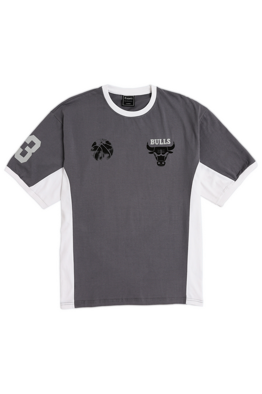 Grey Chicago Bulls Cut & Sew Oversized Tshirt
