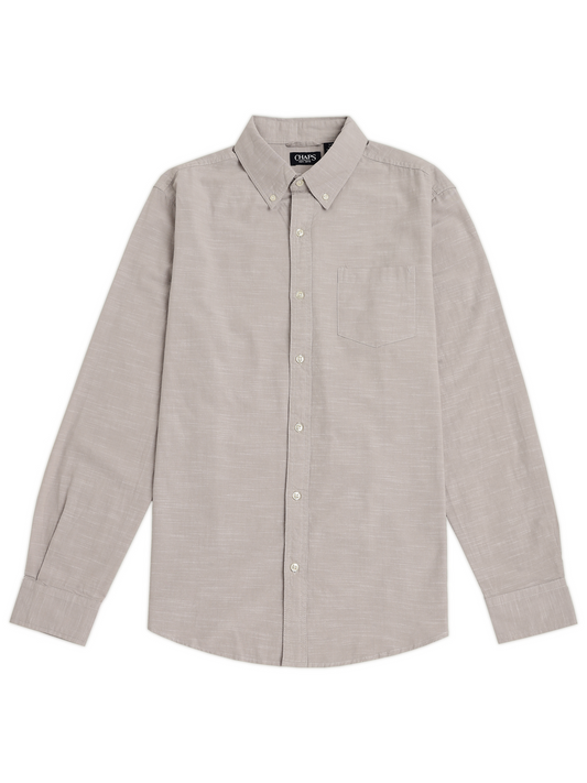 Grey Long Sleeve Oxford Shirt