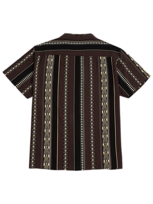 Brown Ethnic Vertical Stripe Shirt