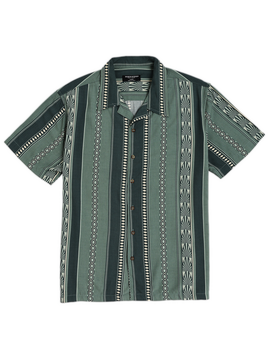 Green Ethnic Vertical Stripe Shirt