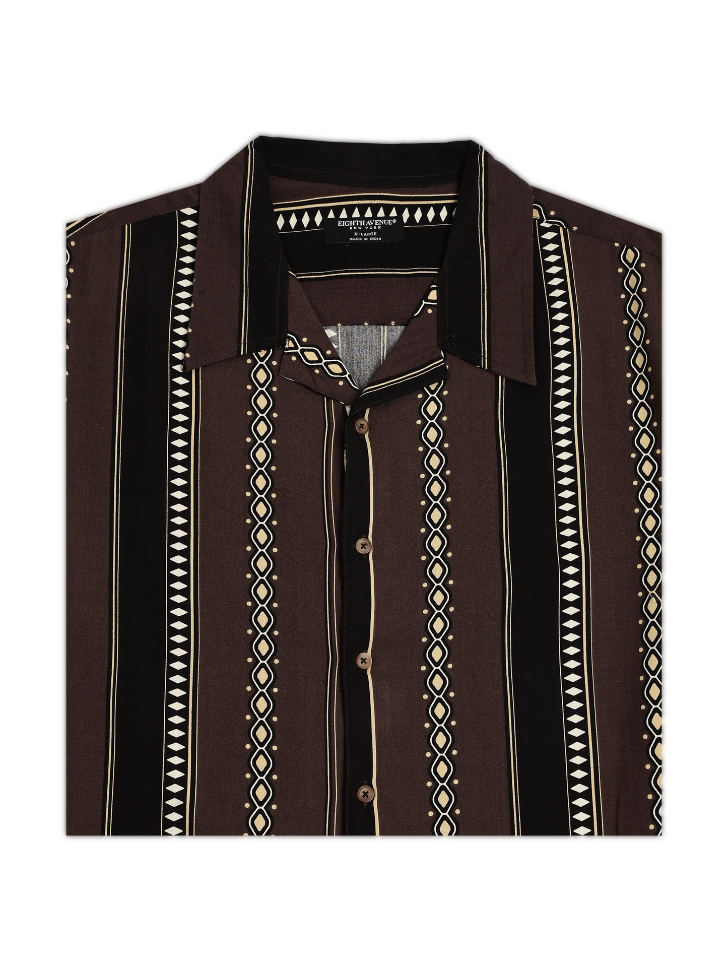 Brown Ethnic Vertical Stripe Shirt