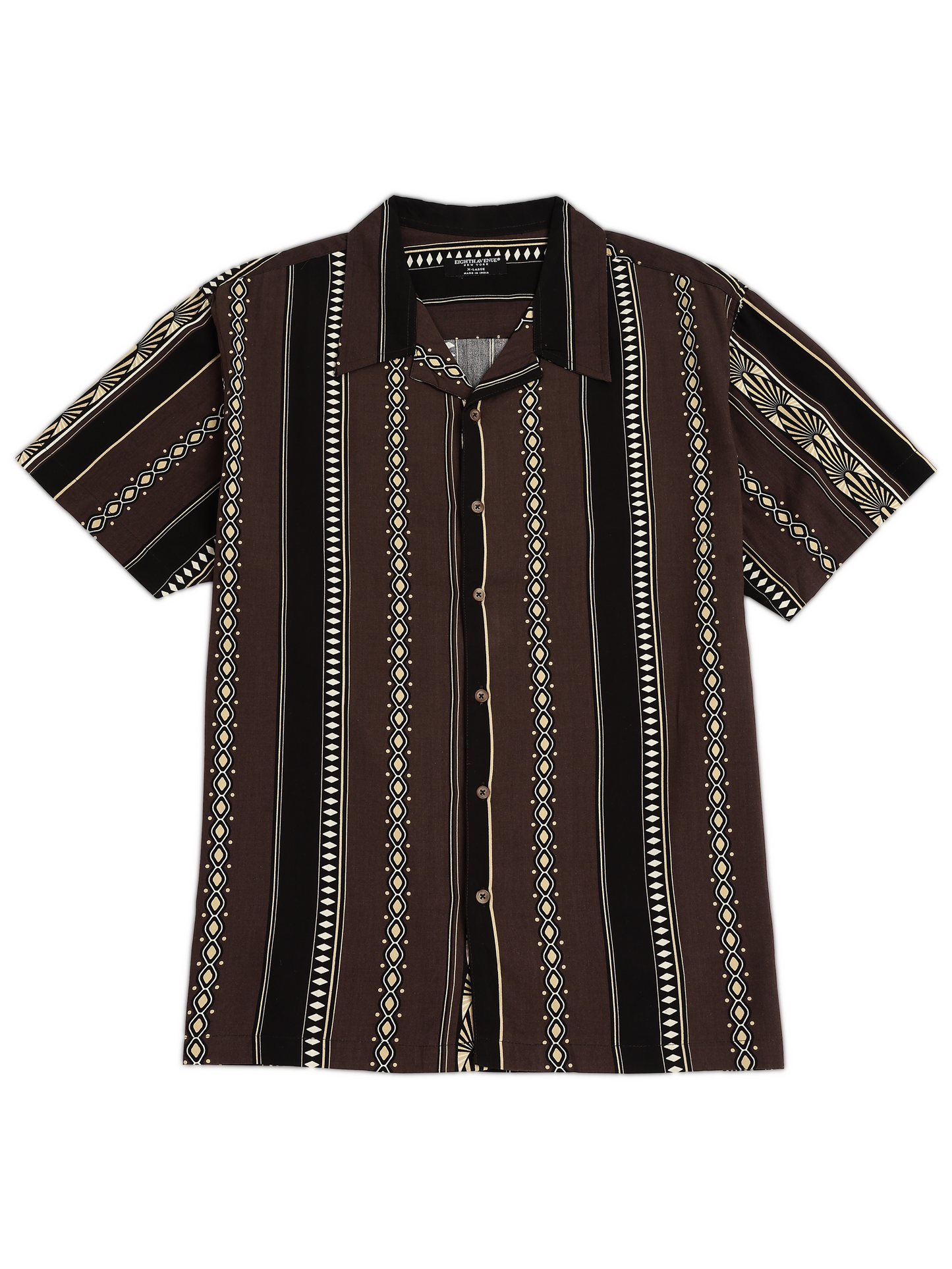 Brown Ethnic Vertical Stripe Shirt