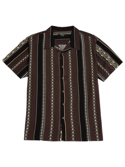 Brown Ethnic Vertical Stripe Shirt