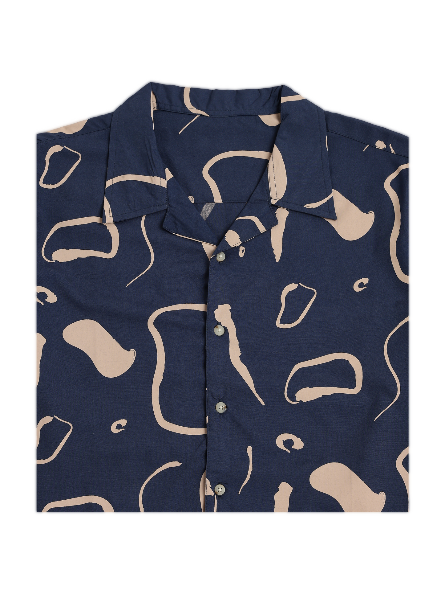 Navy Abstract Cuban Shirt
