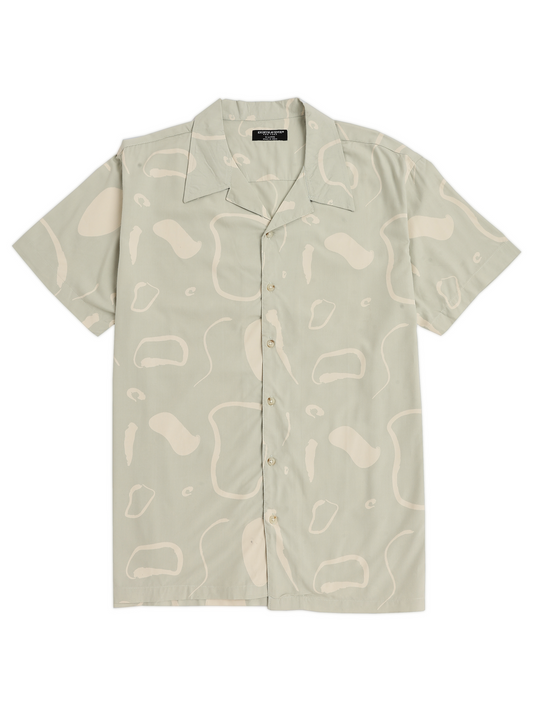 Light Green Abstract Cuban Shirt