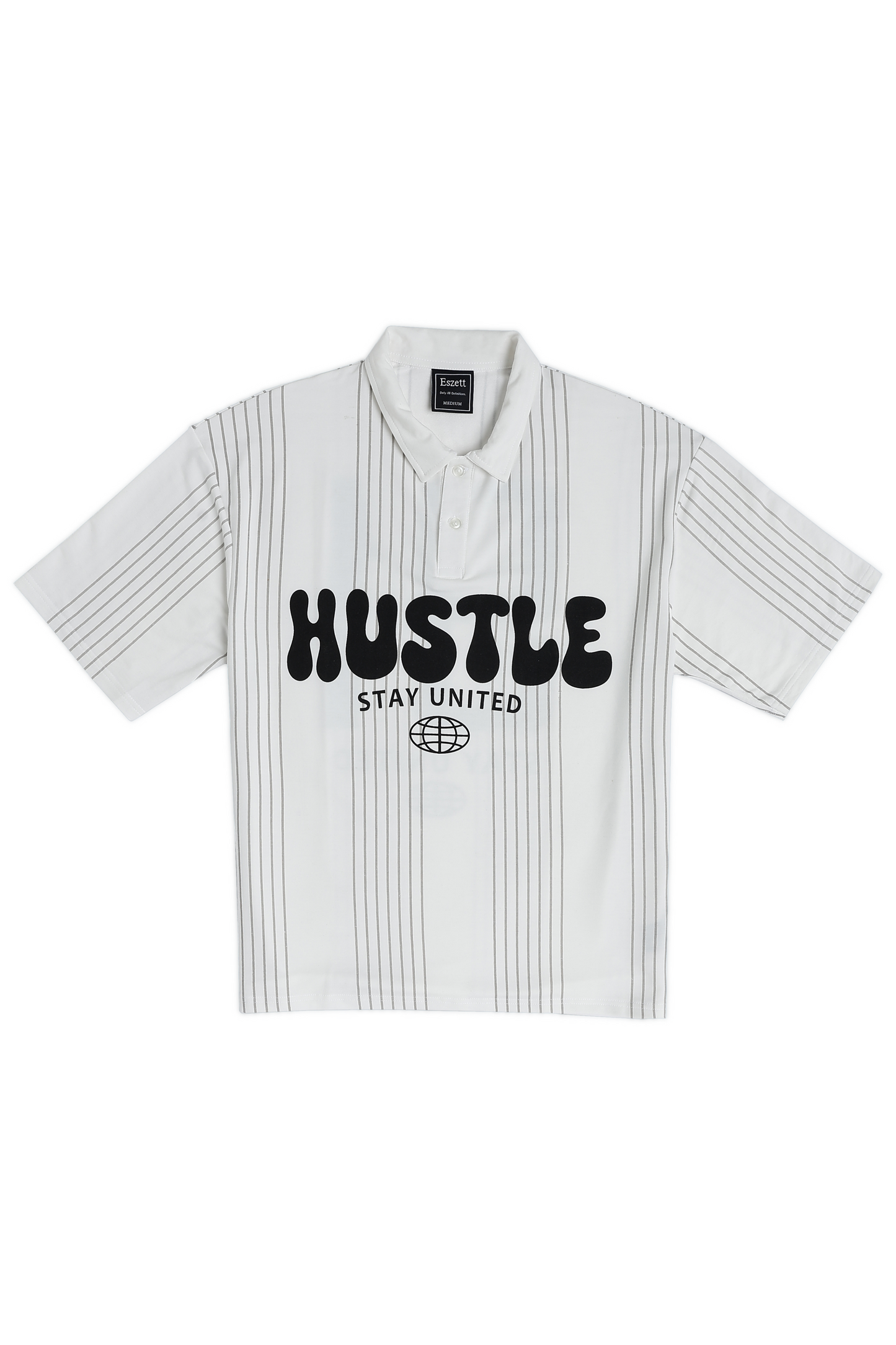 White Hustle Oversized Polo Tshirt