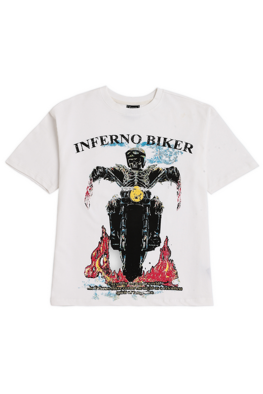 White Inferno Biker Oversized Tshirt