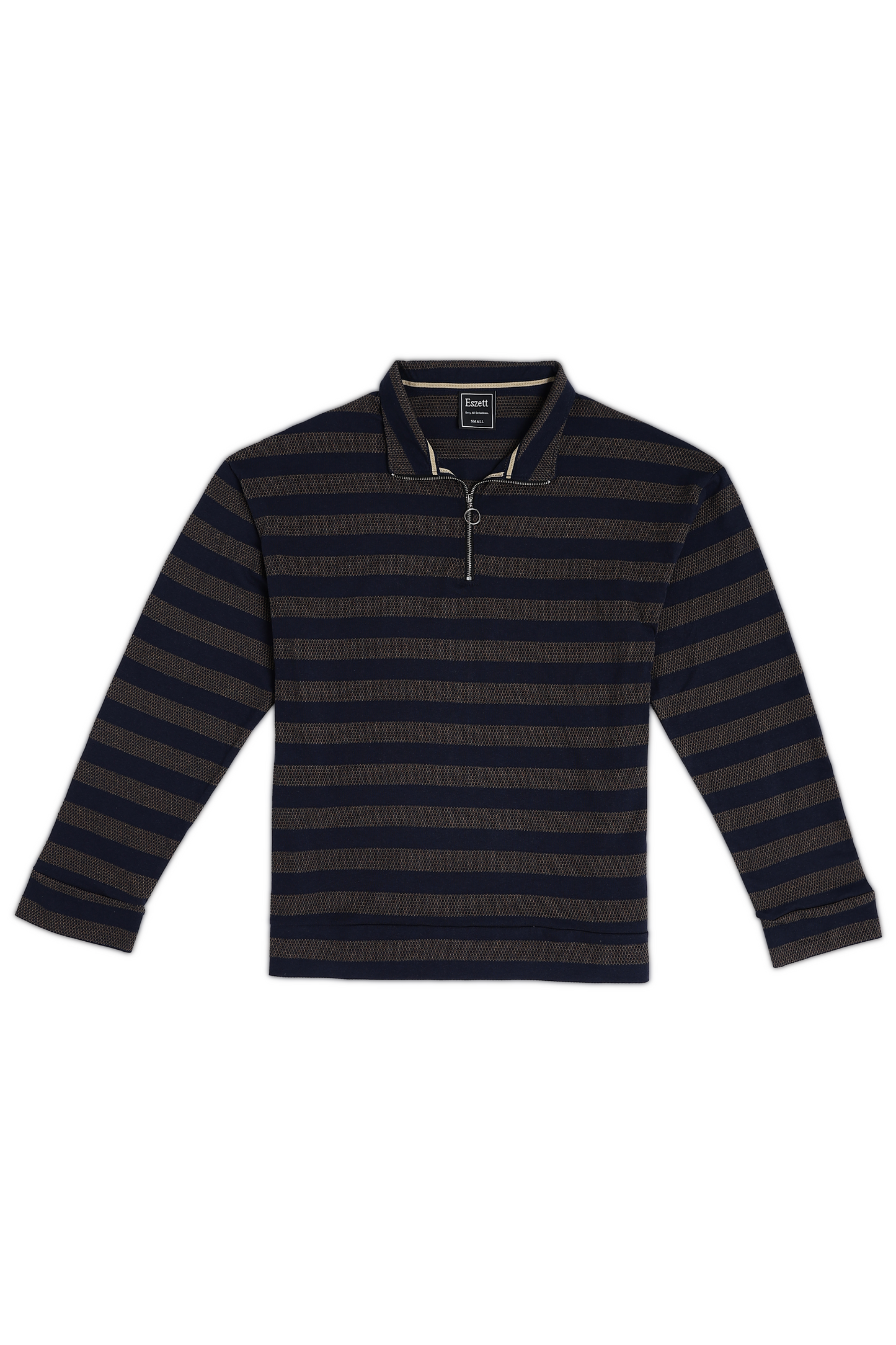 Navy Jaquard Long Sleeve Tshirt