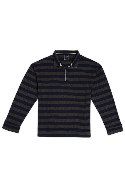 Navy Jaquard Long Sleeve Tshirt
