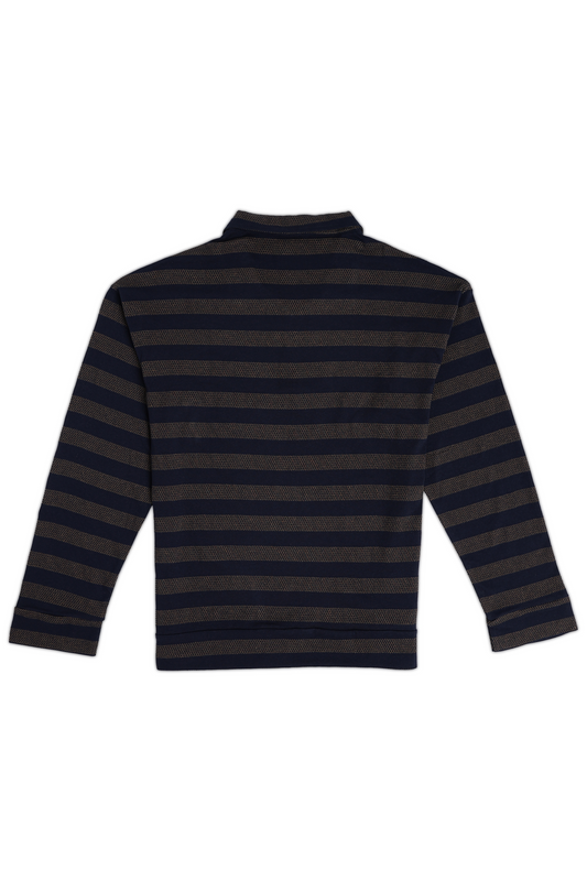 Navy Jaquard Long Sleeve Tshirt