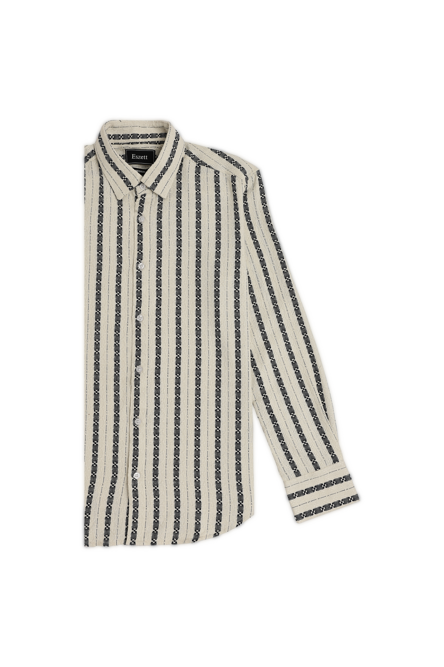 Black Striped Jaquard Long Sleeve Shirt