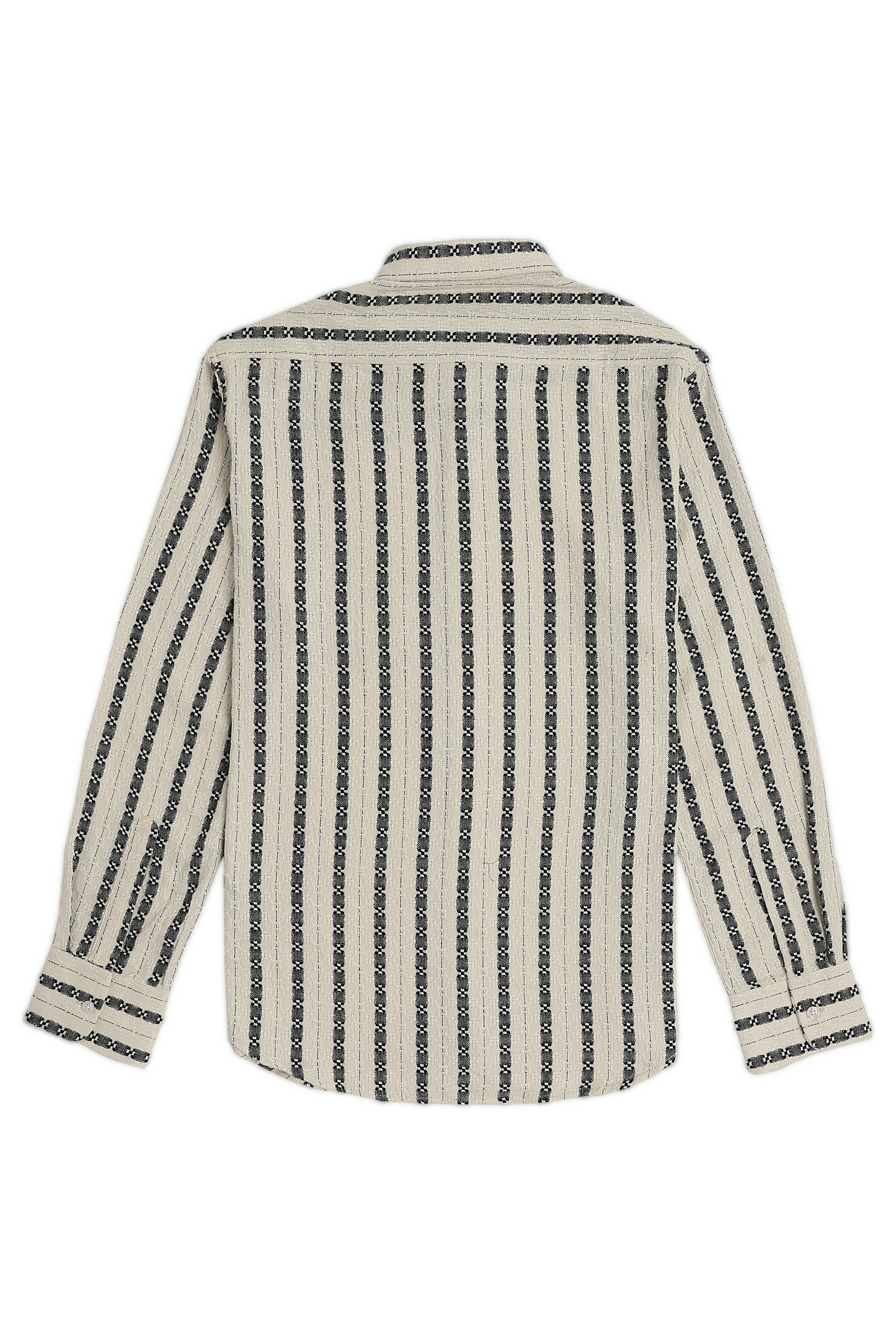 Black Striped Jaquard Long Sleeve Shirt