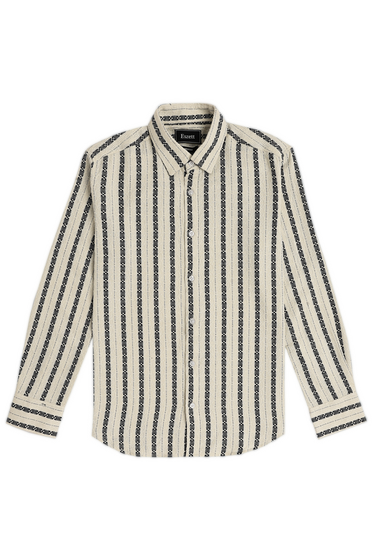 Black Striped Jaquard Long Sleeve Shirt