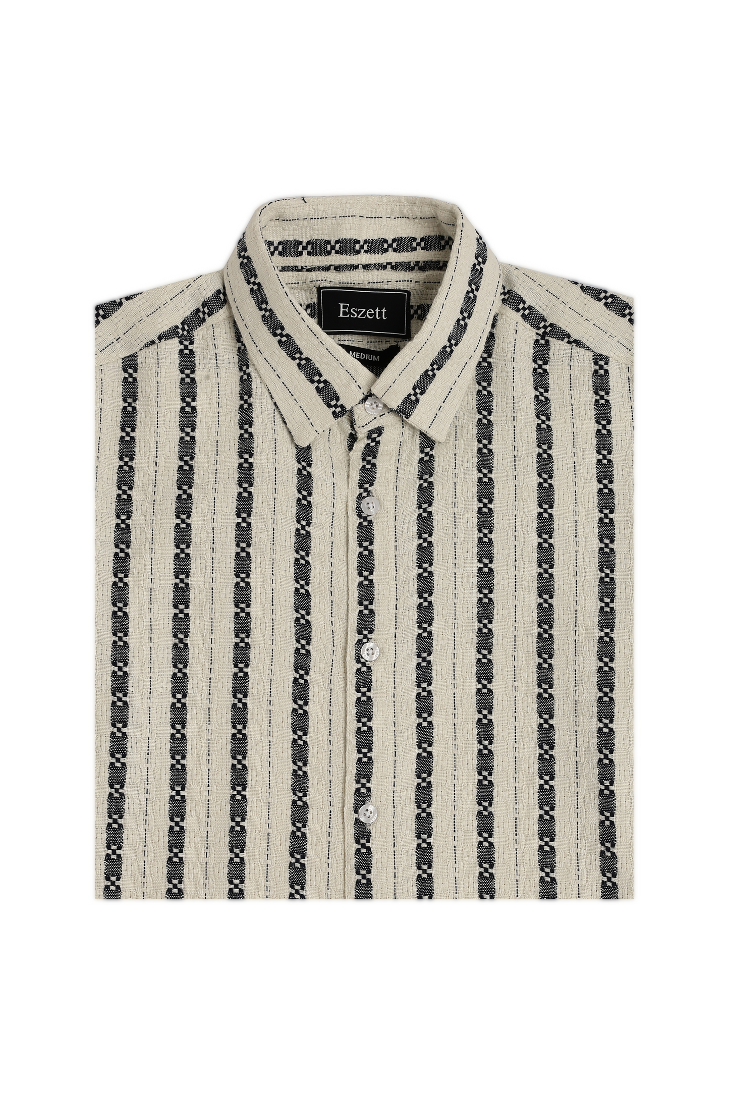 Black Striped Jaquard Long Sleeve Shirt