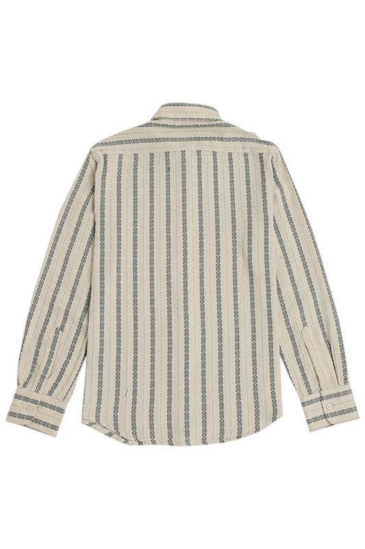 Grey Striped Jaquard Long Sleeve Shirt