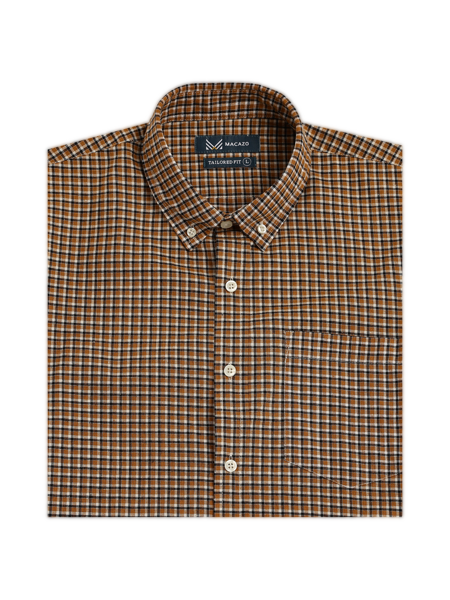 Caramel Brown Classic Checks Oxford Shirt