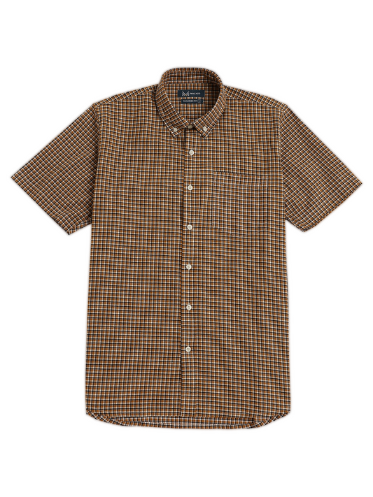 Caramel Brown Classic Checks Oxford Shirt