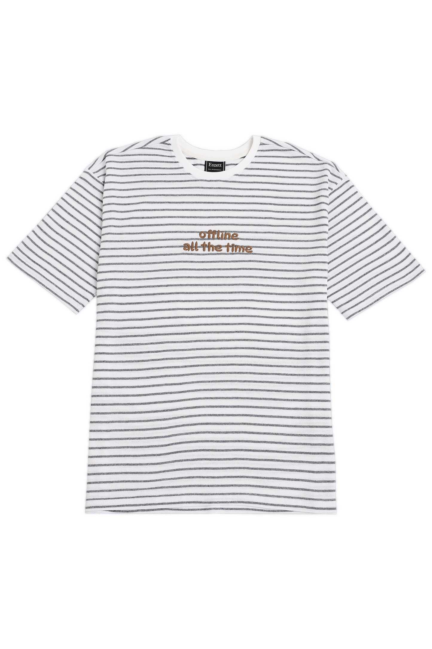 White Offline All The Time Embroidery Jaquard Tshirt
