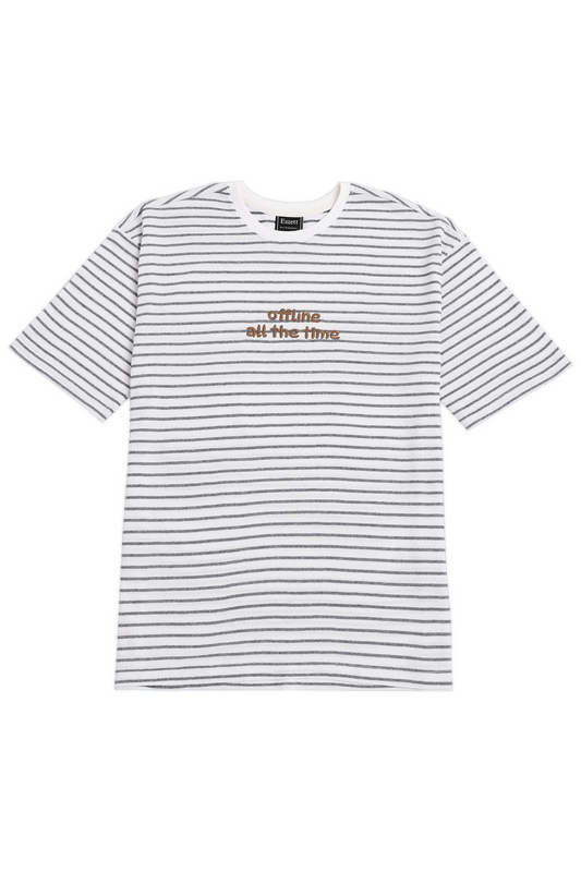 White Offline All The Time Embroidery Jaquard Tshirt