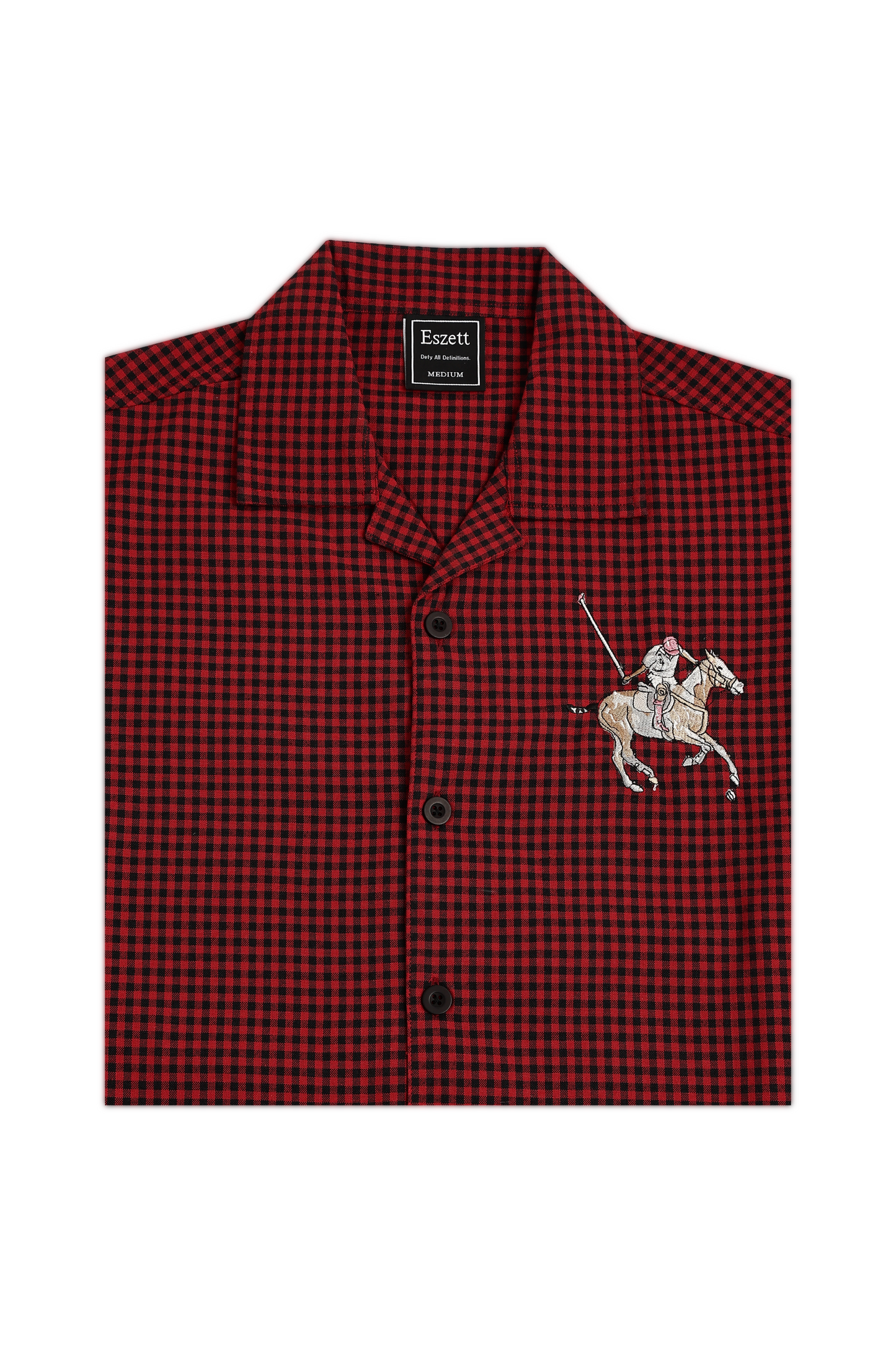 Red Checks Polo Sport Embroidery Oversized Shirt