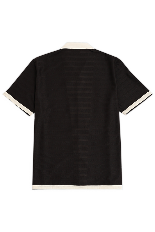 Black Textured Fabric Cuban Shirt