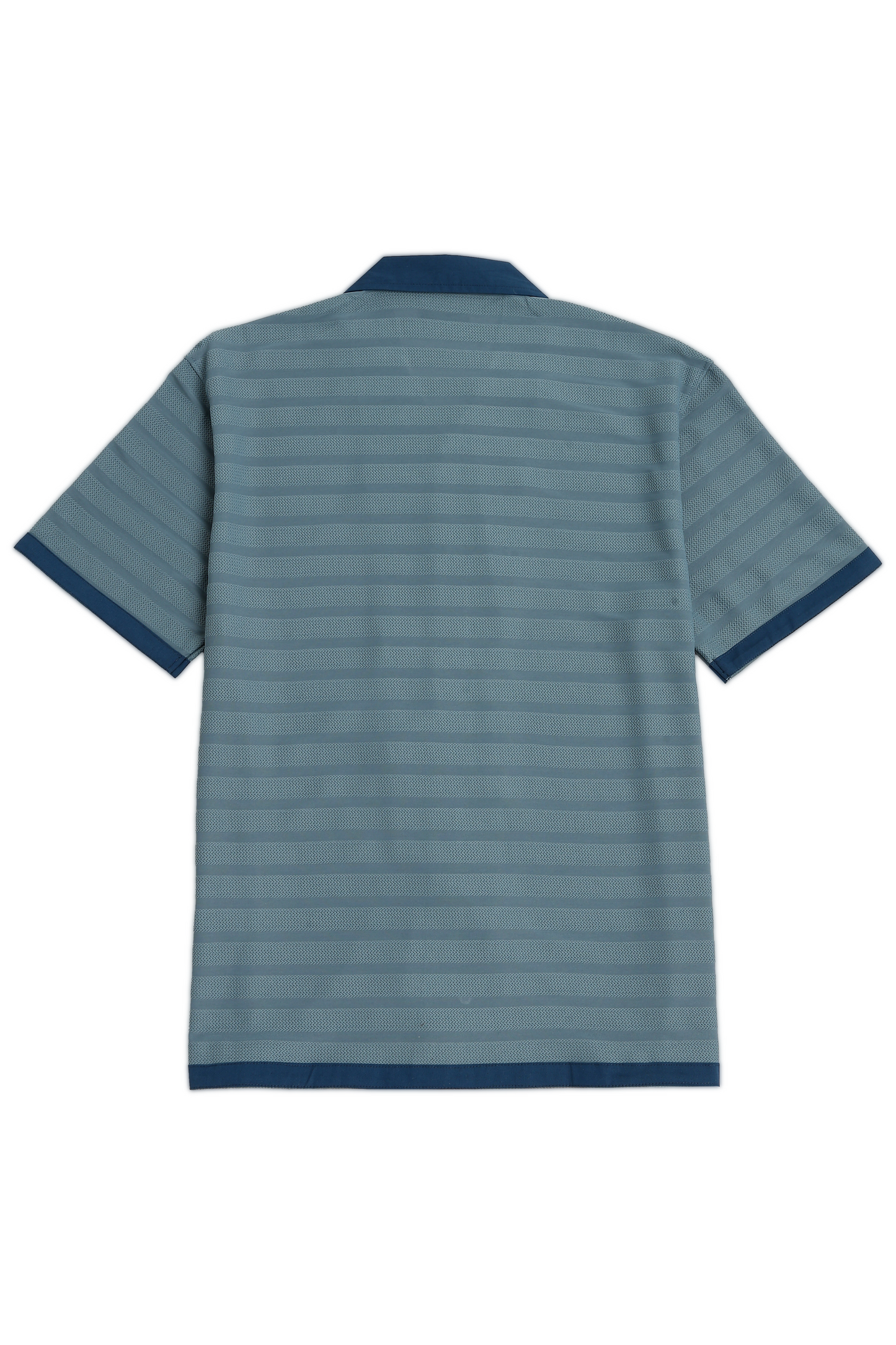Blue Textured Fabric Cuban Shirt