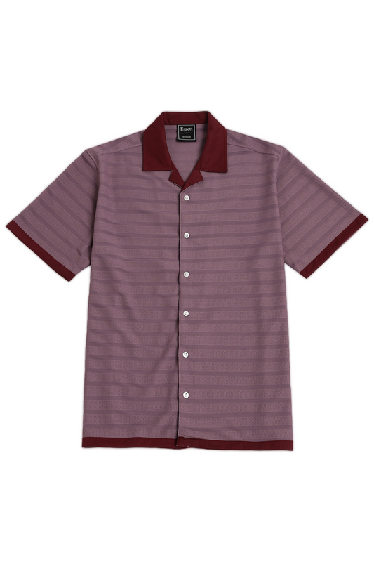Pink Textured Fabric Cuban Shirt
