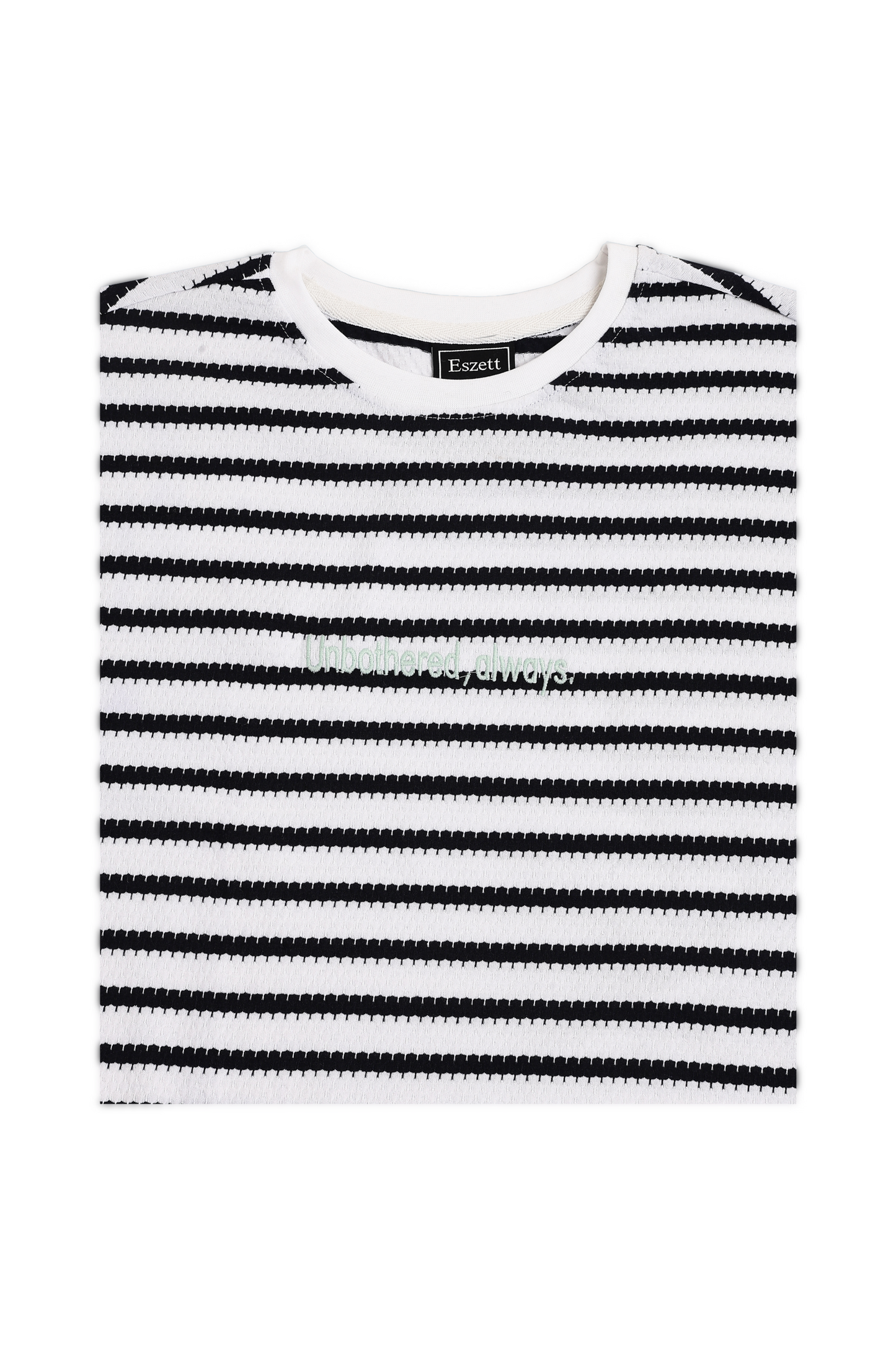 Striped Unbothered Always Embroidery Jaquard Tshirt