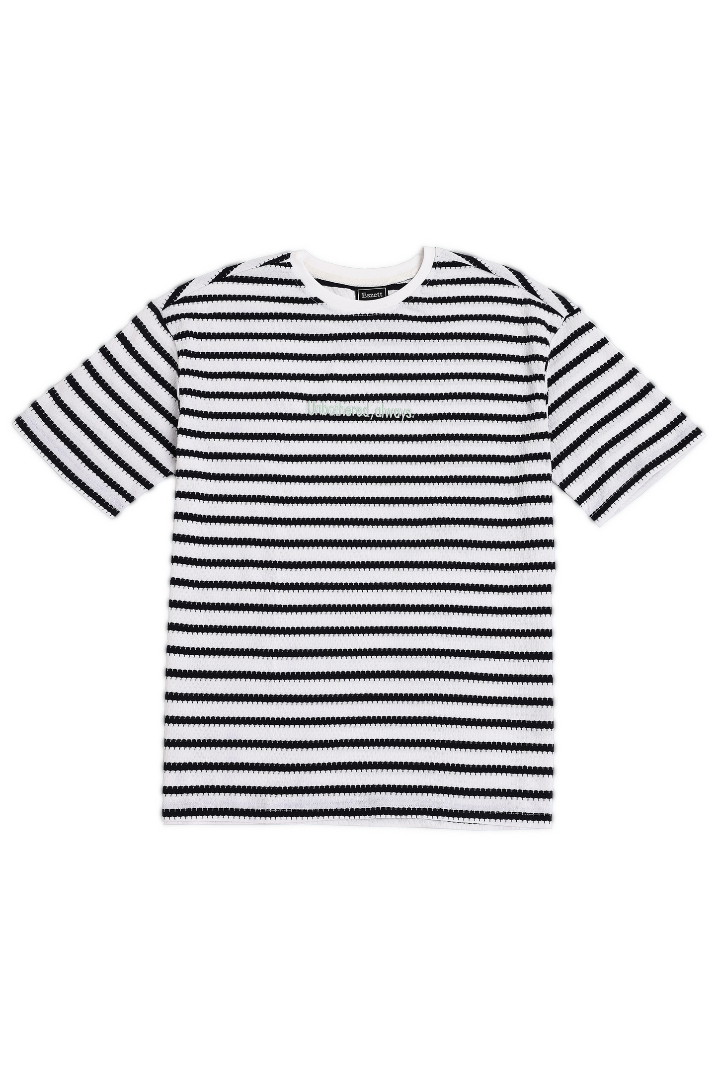Striped Unbothered Always Embroidery Jaquard Tshirt