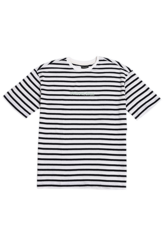 Striped Unbothered Always Embroidery Jaquard Tshirt