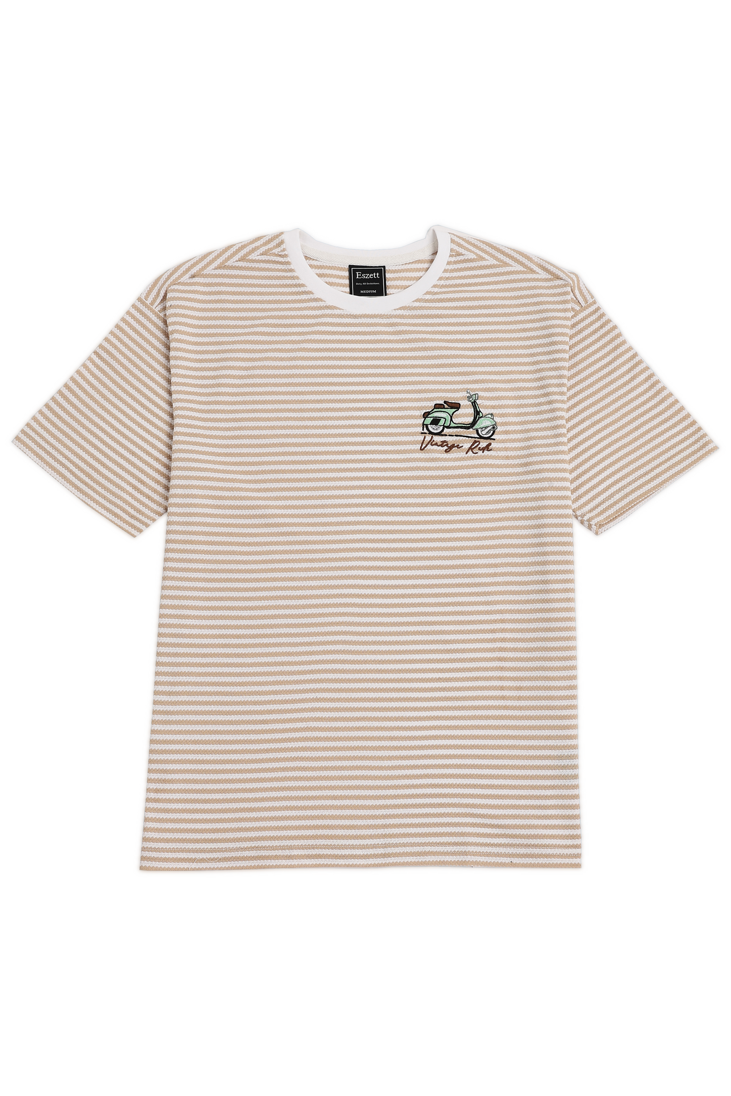 Peach Vintage Scooter Embroidery Jaquard Tshirt