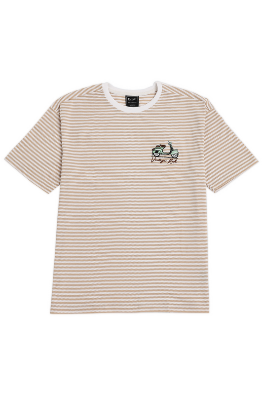 Peach Vintage Scooter Embroidery Jaquard Tshirt