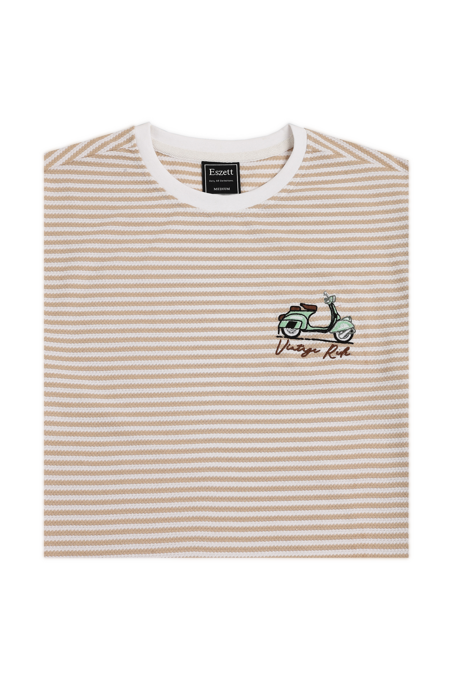 Peach Vintage Scooter Embroidery Jaquard Tshirt