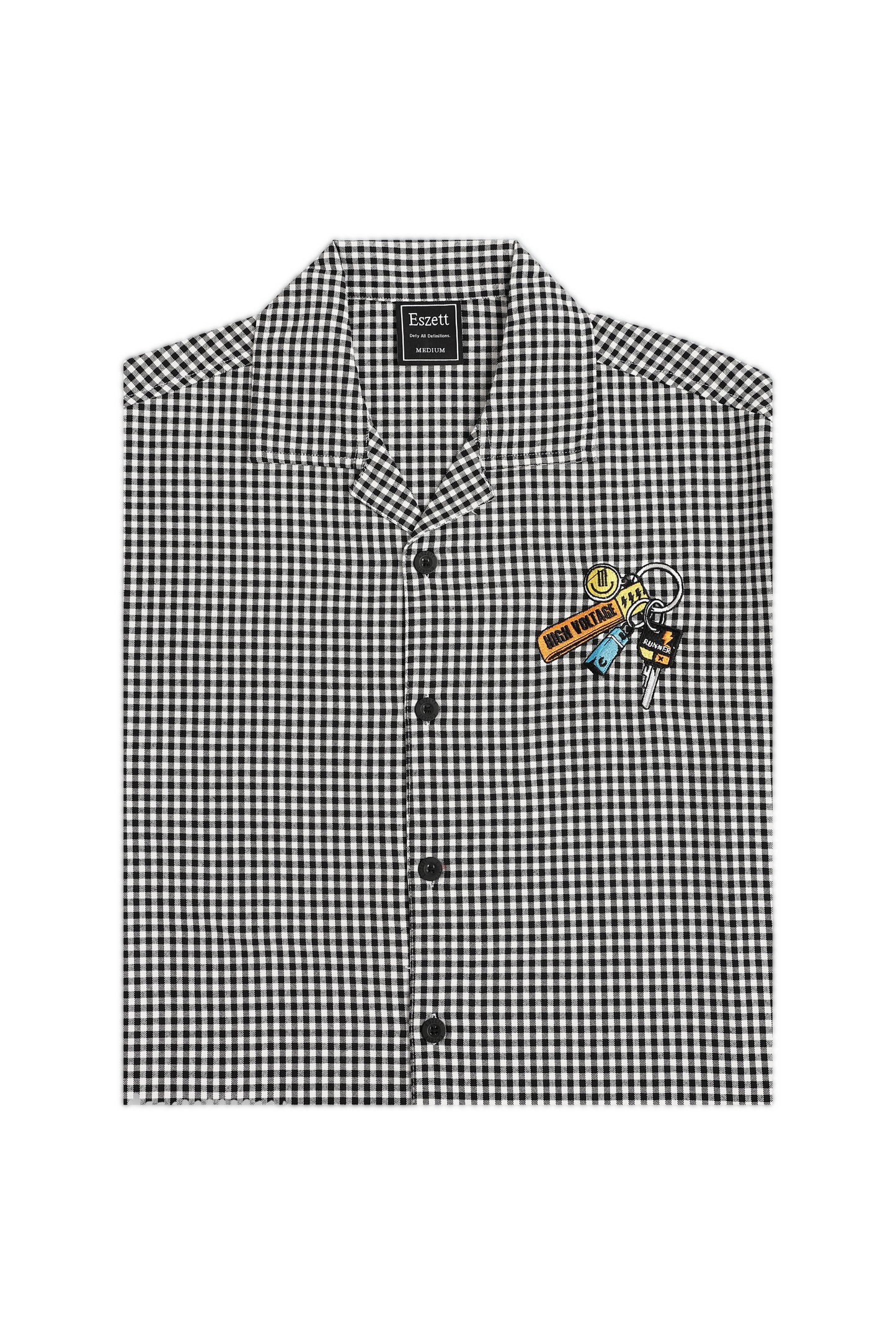 White Checks Key Chain Embroidery Oversized Shirt