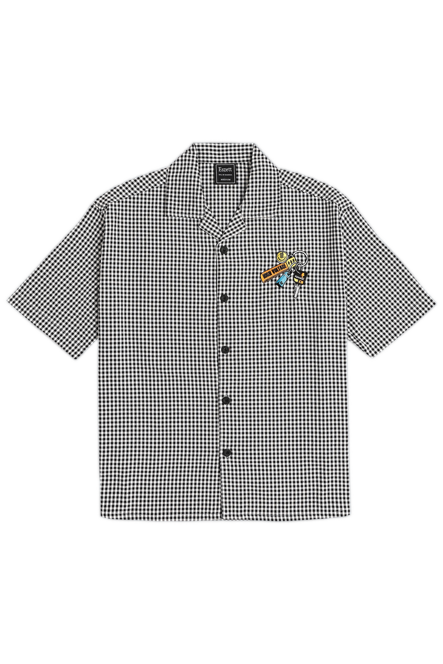 White Checks Key Chain Embroidery Oversized Shirt