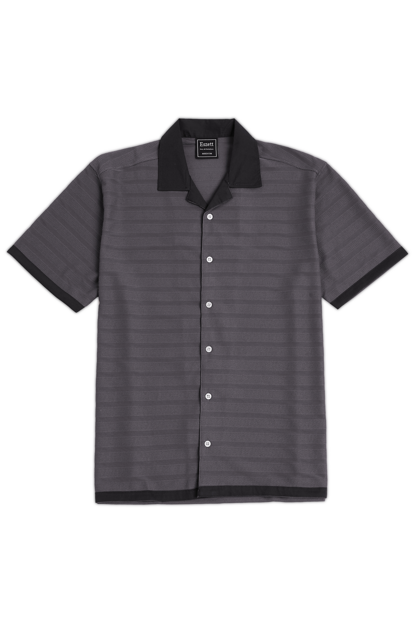 Grey Textured Fabric Cuban Shirt