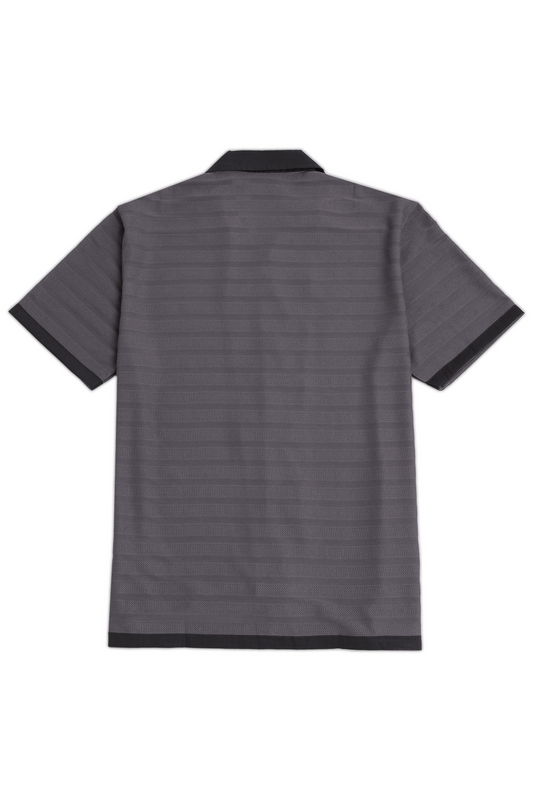 Grey Textured Fabric Cuban Shirt