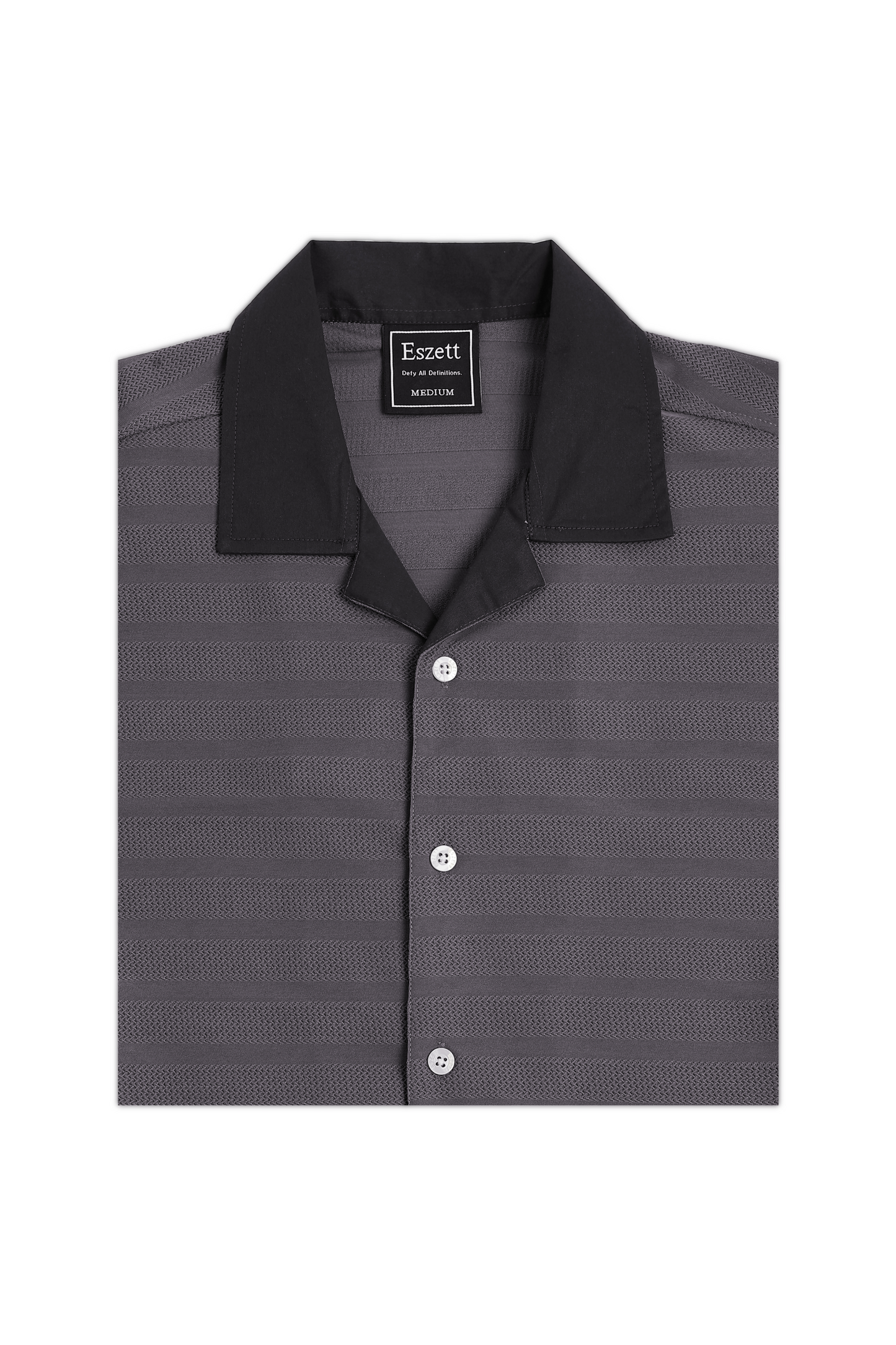 Grey Textured Fabric Cuban Shirt